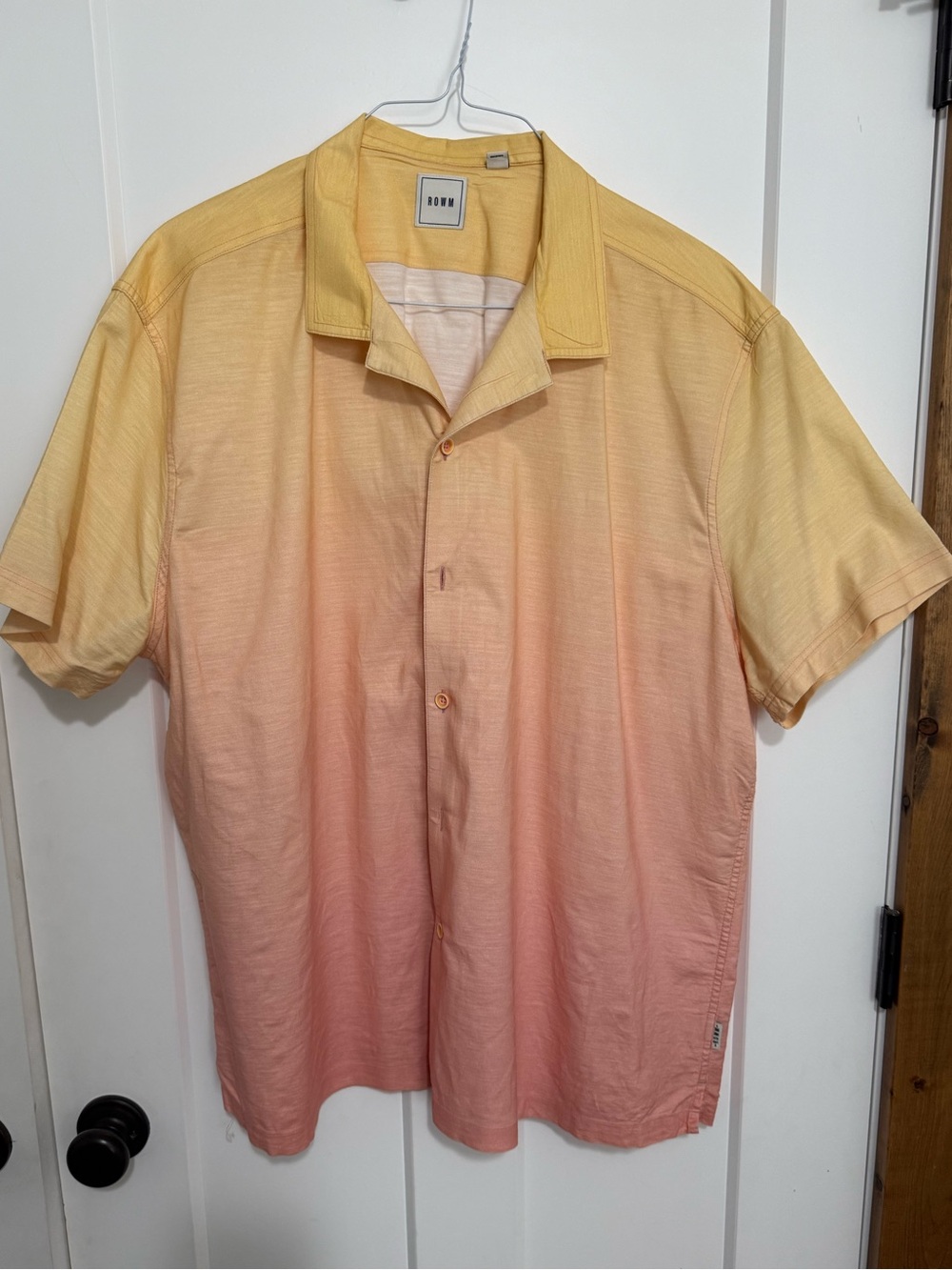 ROWM Vivid Yellow-to-Orange Ombre Short Sleeve Button-Down Shirt
